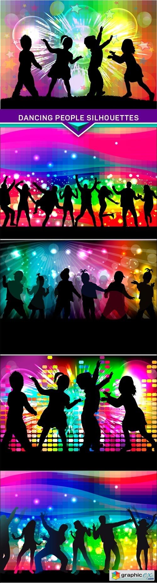 Dancing people silhouettes Abstract background 5X EPS