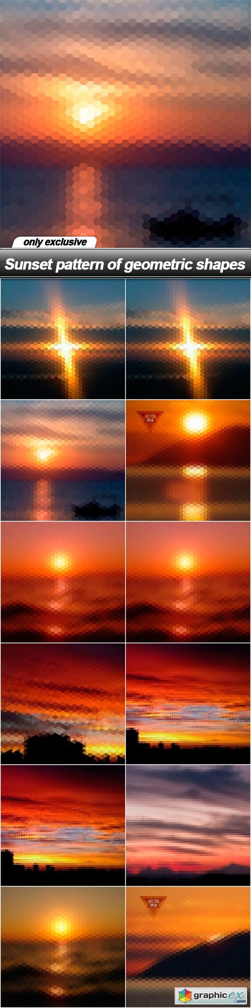 Sunset pattern of geometric shapes - 13 EPS
