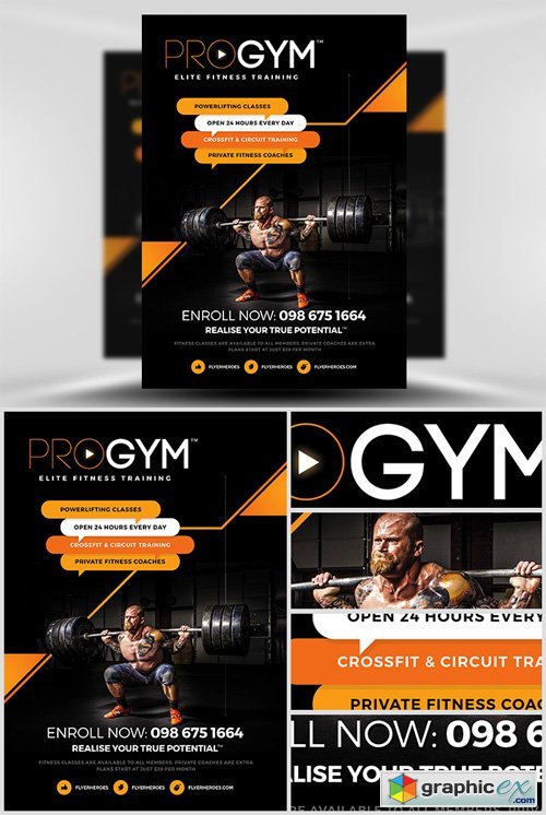 PRO Gym Fitness Flyer Template