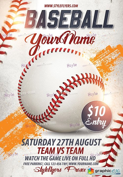 Baseball PSD Flyer Template + Facebook Cover