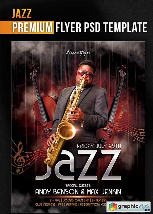 Jazz Flyer PSD Template + Facebook Cover