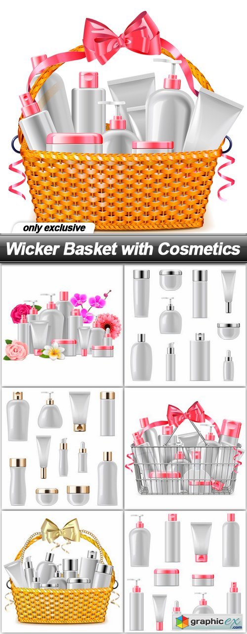 Wicker Basket with Cosmetics - 7 EPS
