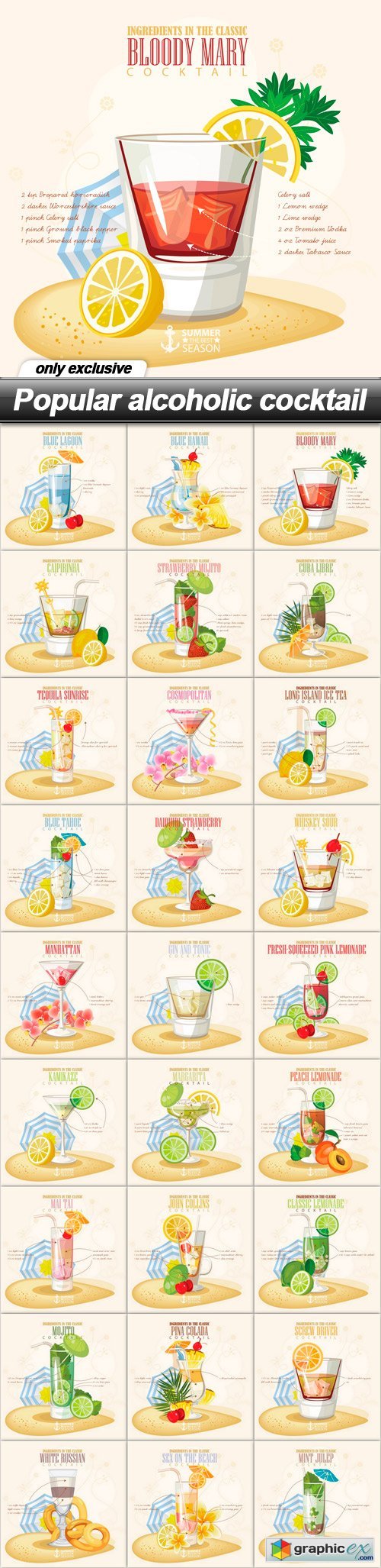 Popular alcoholic cocktail - 27 EPS