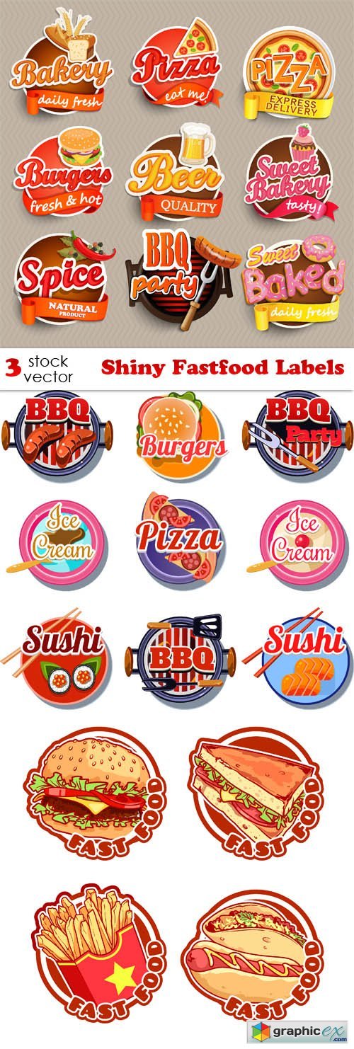 Shiny Fastfood Labels