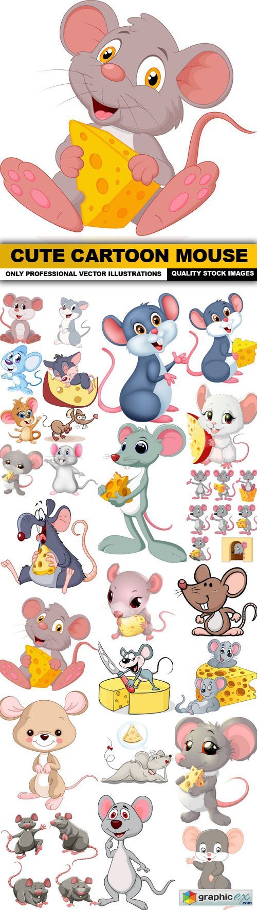Cute Cartoon Mouse - 25 Vector