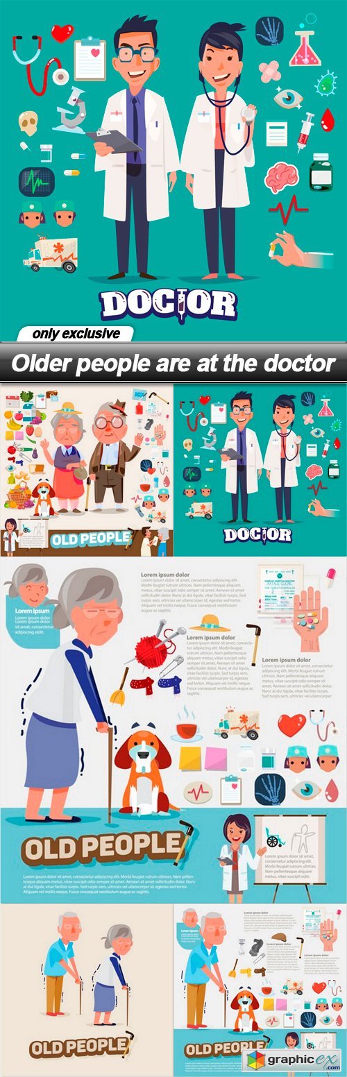 Older people are at the doctor - 5 EPS