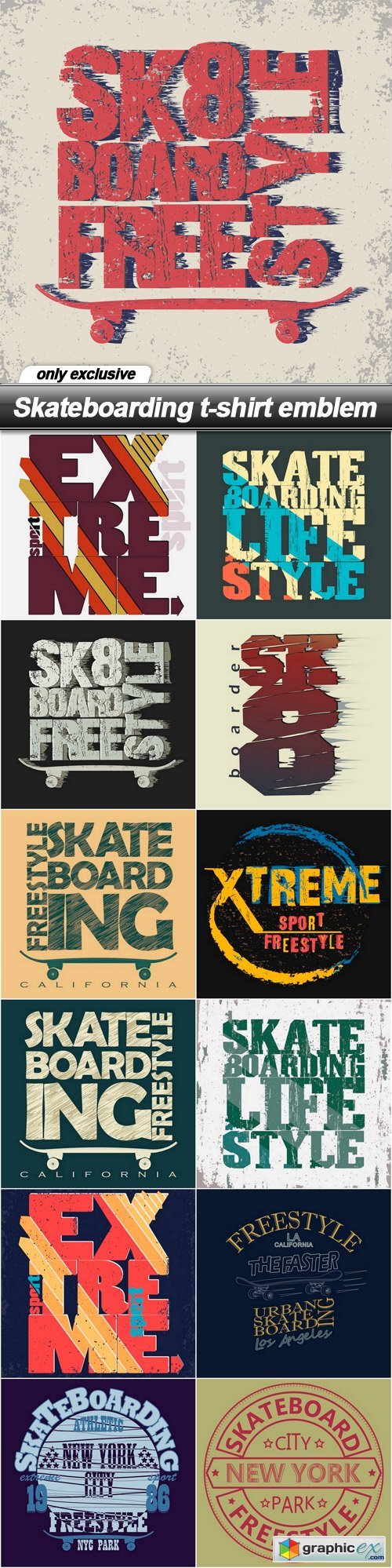 Skateboarding t-shirt emblem - 13 EPS