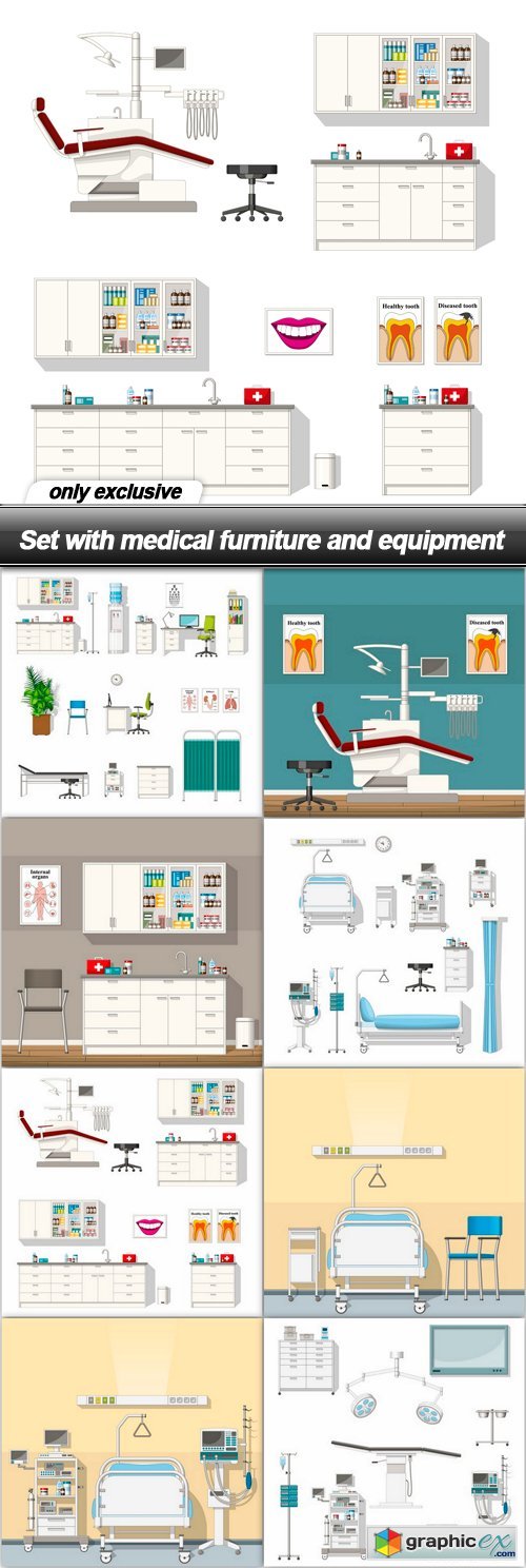 Set with medical furniture and equipment - 30 EPS