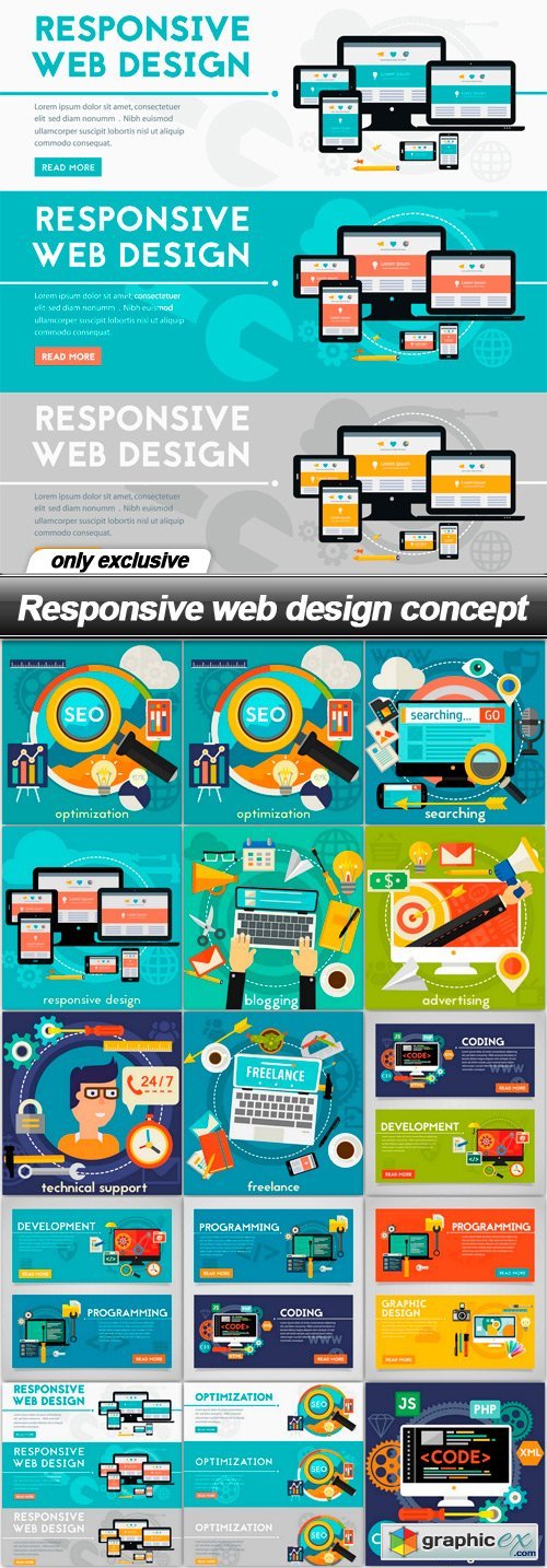 Responsive web design concept - 15 EPS