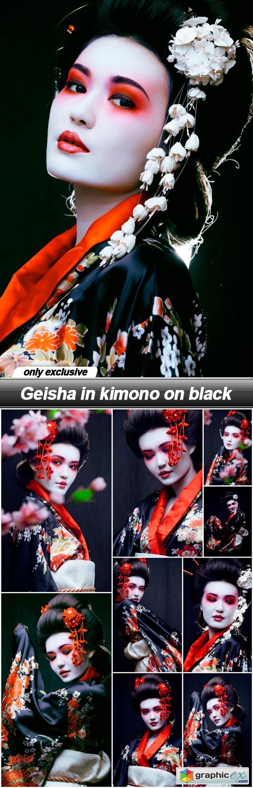 Geisha in kimono on black - 10 UHQ JPEG