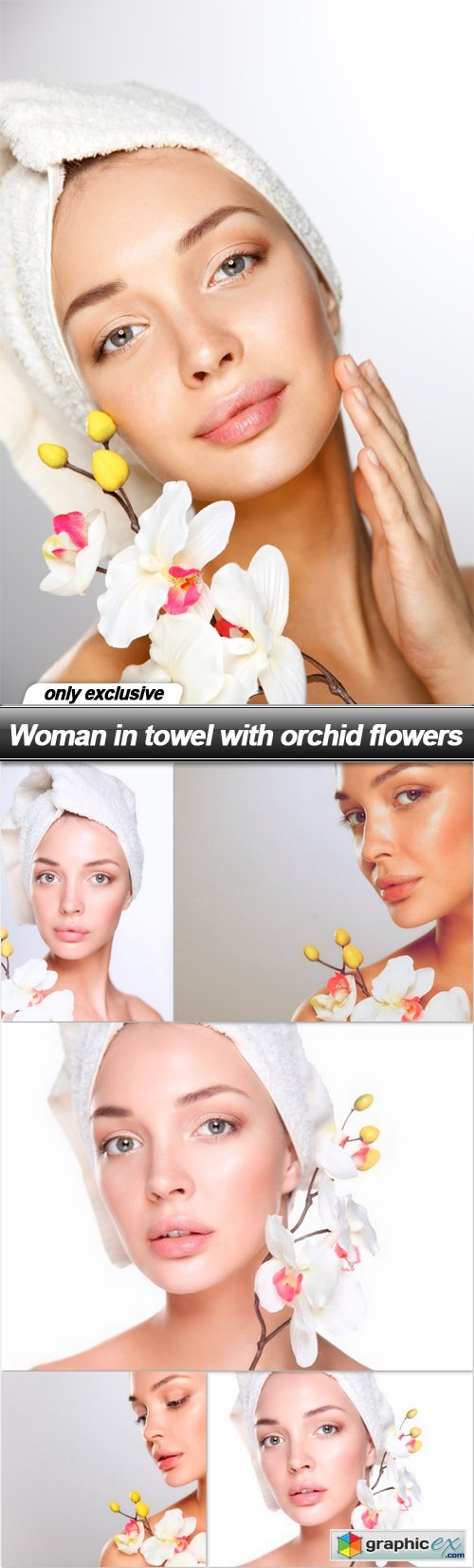 Woman in towel with orchid flowers - 6 UHQ JPEG