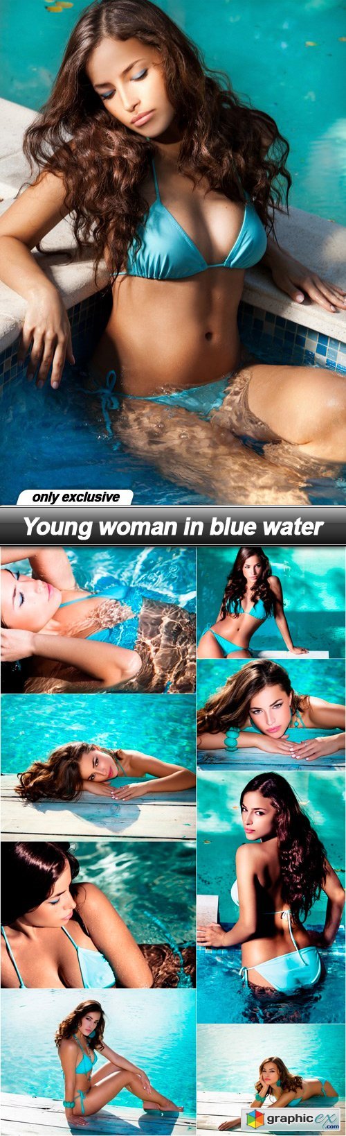 Young woman in blue water - 9 UHQ JPEG