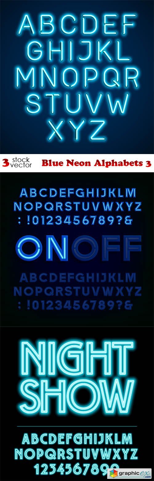 Blue Neon Alphabets 3