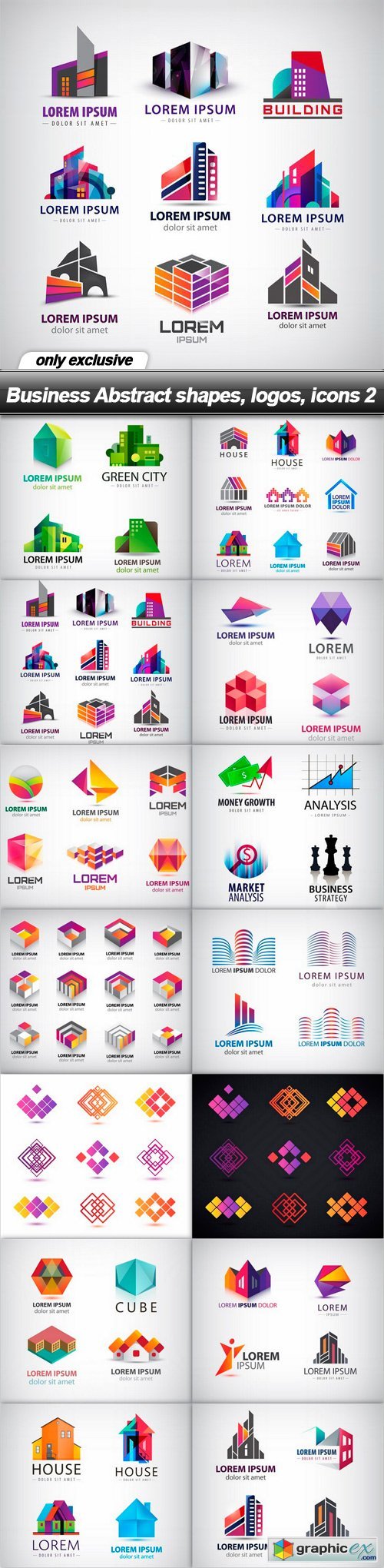 Business Abstract shapes, logos, icons 2 - 14 EPS
