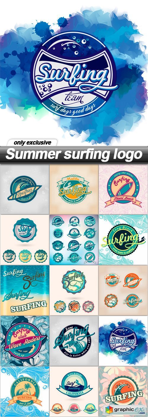 Summer surfing logo - 15 EPS