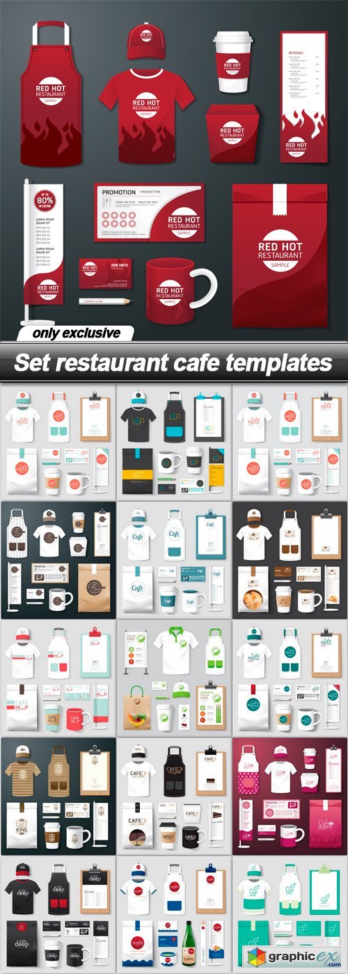 Set restaurant cafe templates - 16 EPS