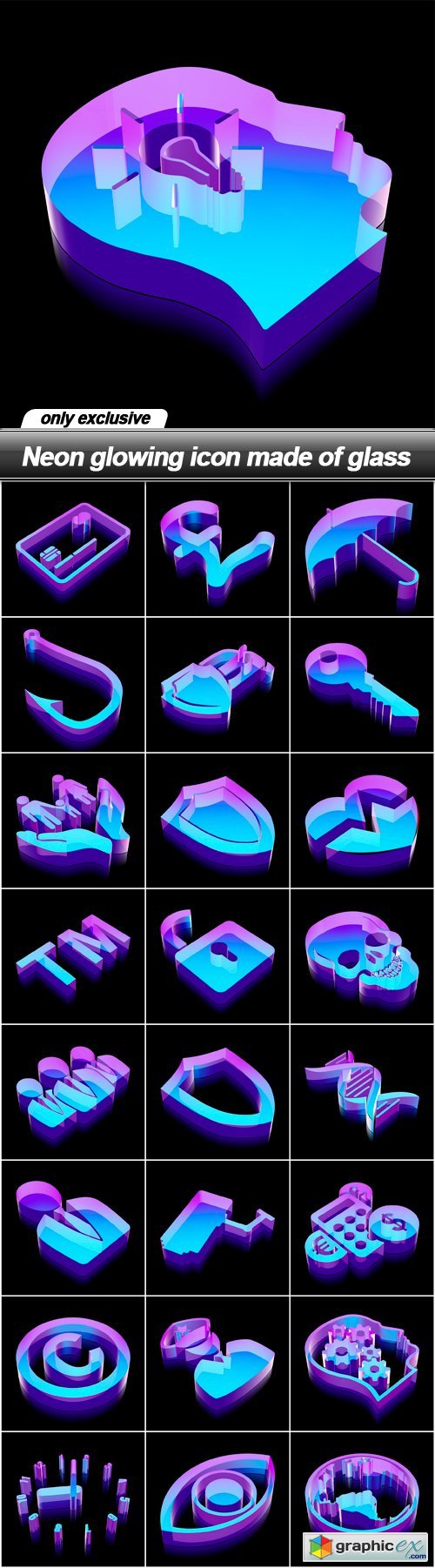 Neon glowing icon made of glass - 49 EPS