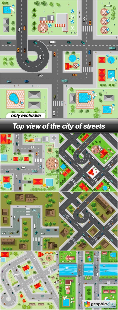 Top view of the city of streets - 7 EPS