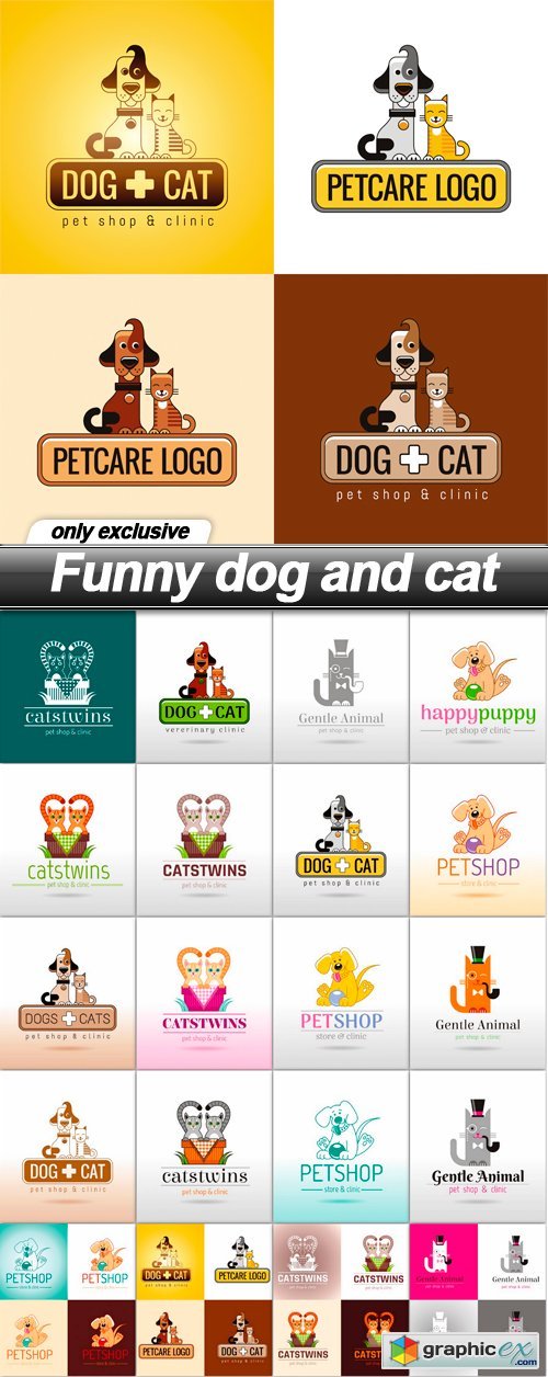 Funny dog and cat - 20 EPS