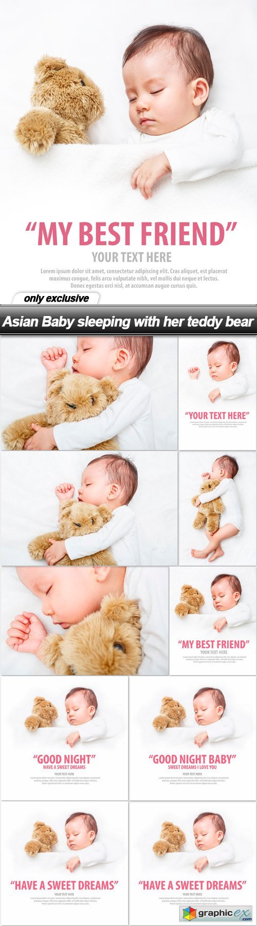 Asian Baby sleeping with her teddy bear - 10 UHQ JPEG