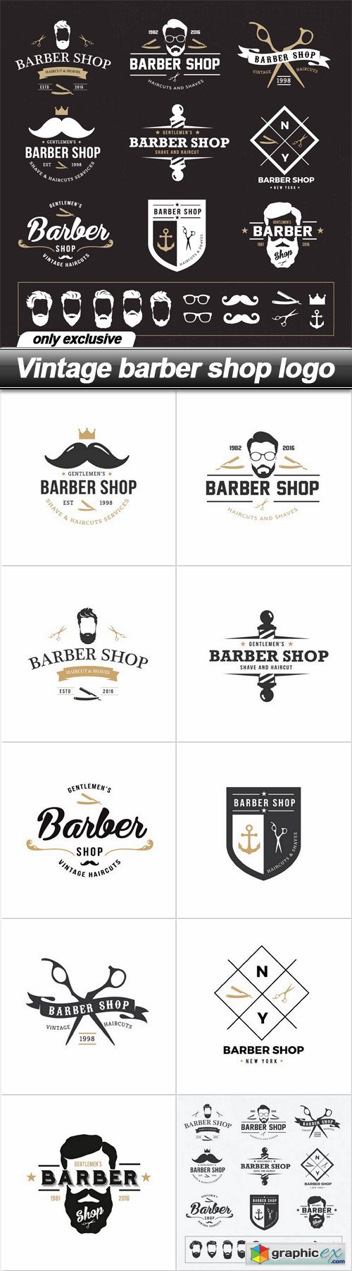 Vintage barber shop logo - 11 EPS