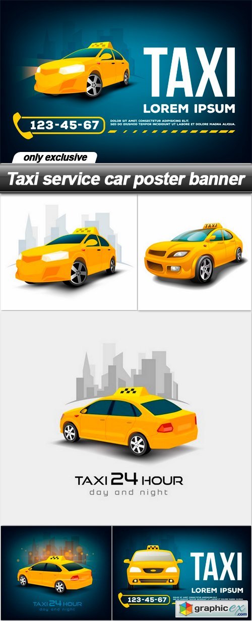 Taxi service car poster banner - 6 EPS