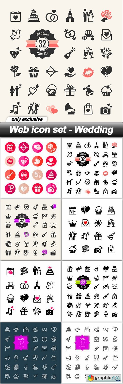 Web icon set - Wedding - 9 EPS