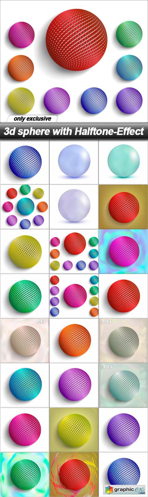 3d sphere with Halftone-Effect - 23 EPS