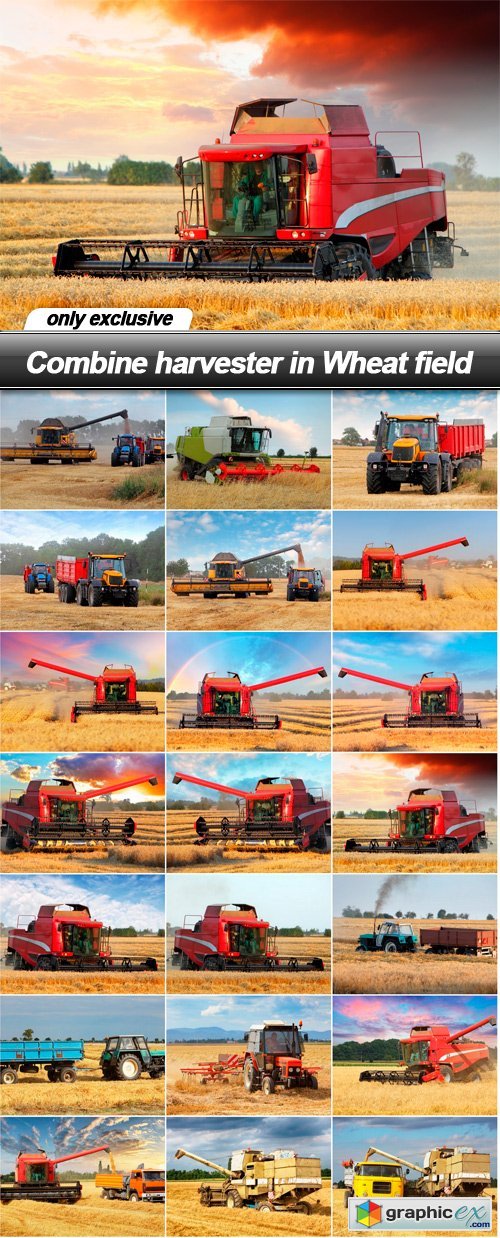 Combine harvester in Wheat field - 21 UHQ JPEG