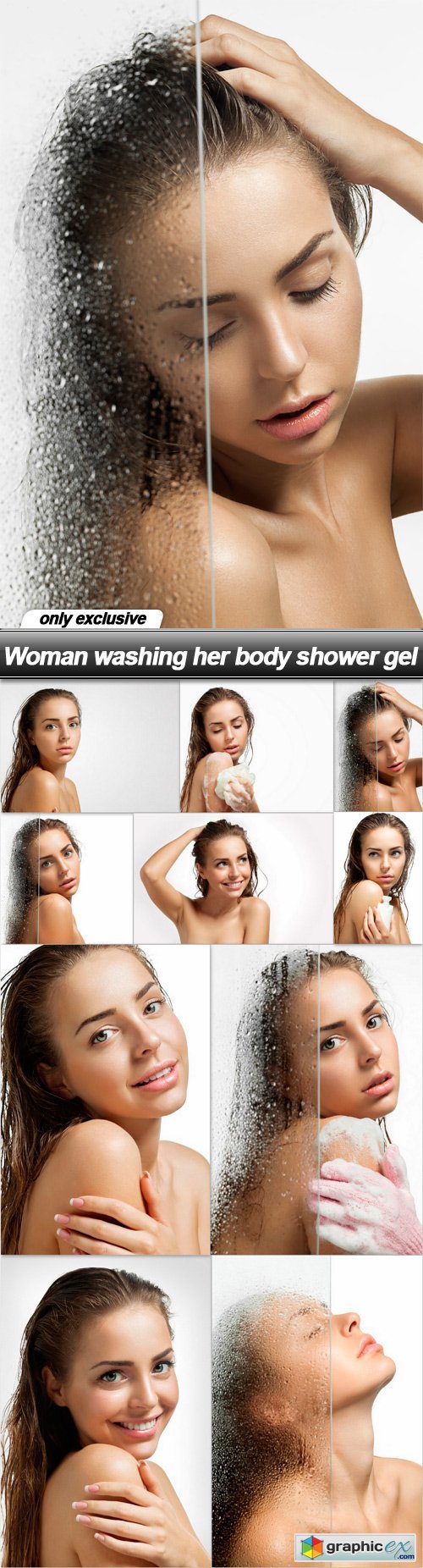 Woman washing her body shower gel - 10 UHQ JPEG