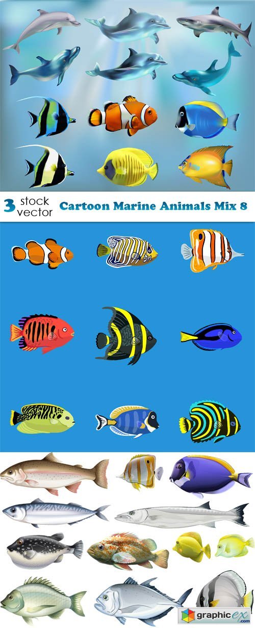 Cartoon Marine Animals Mix 8