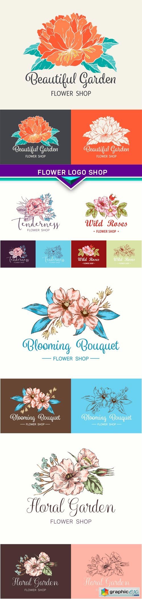 Flower Logo Shop 5X EPS