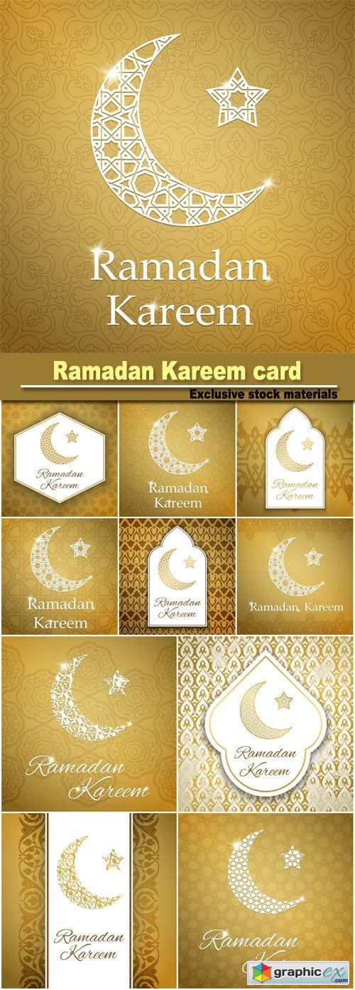 Ramadan Kareem greeting card with half moon and star