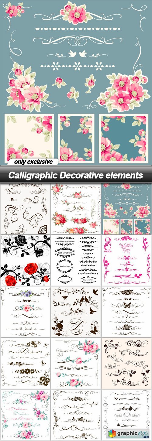 Calligraphic Decorative elements - 15 EPS