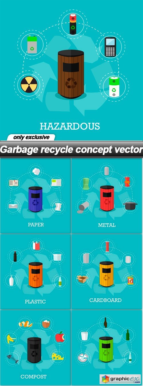 Garbage recycle concept vector - 7 EPS