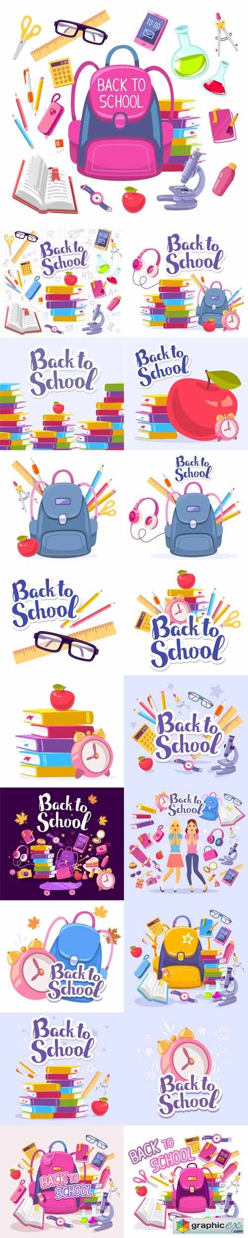 Colorful Illustration of Inscription Back to School