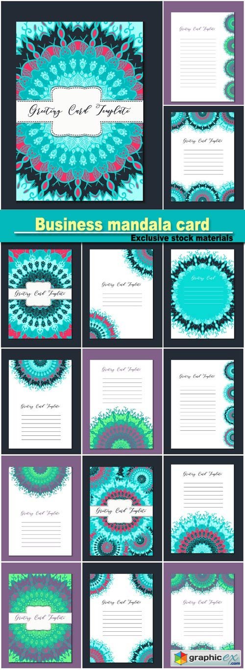 Business mandala card template, oriental ethnic pattern
