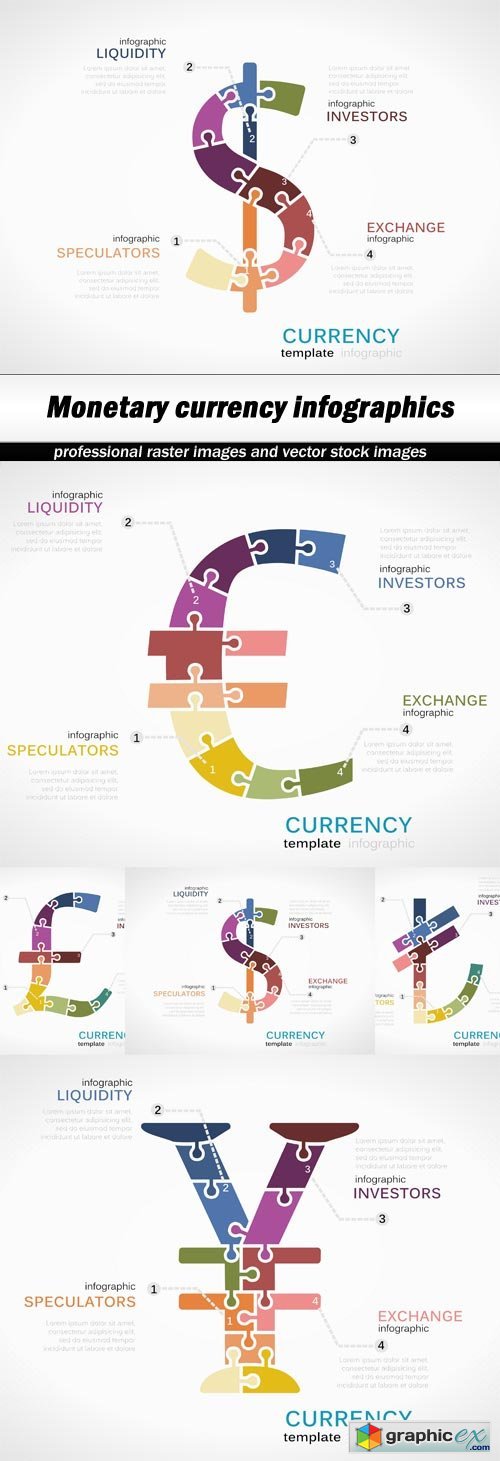 Monetary currency infographics - 5 EPS