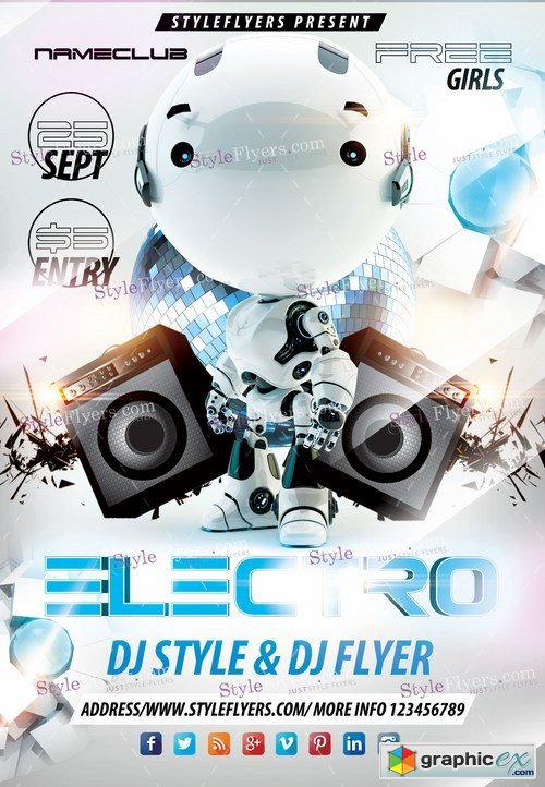 Electro PSD Flyer Template + Facebook Cover