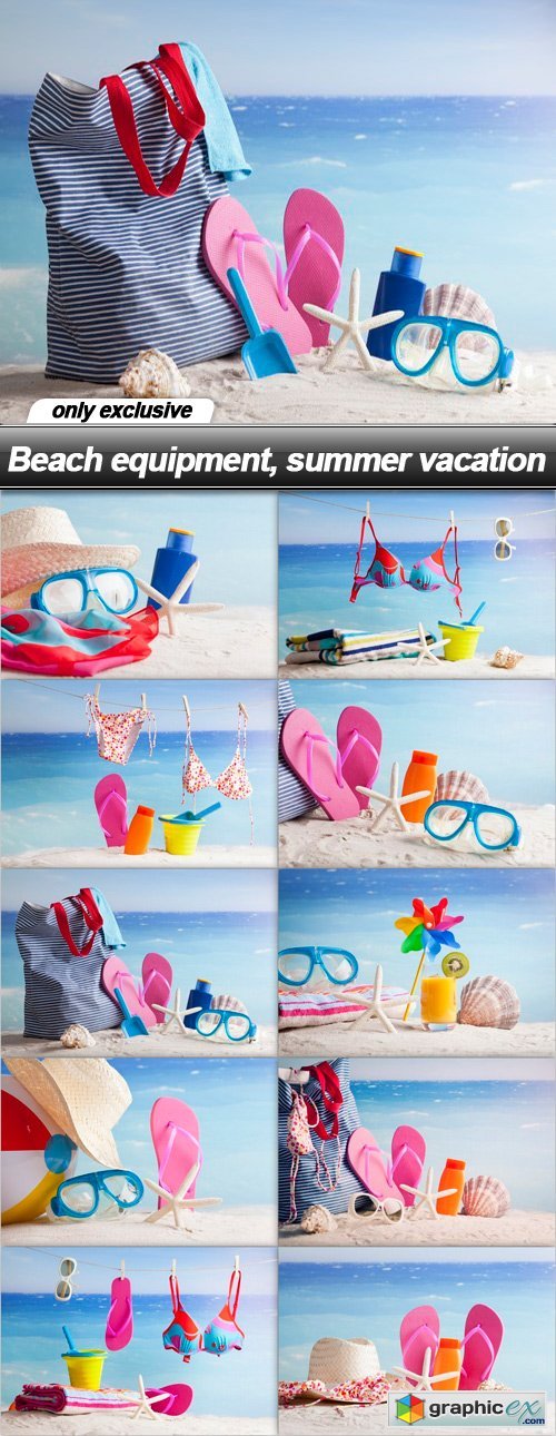 Beach equipment, summer vacation - 10 UHQ JPEG