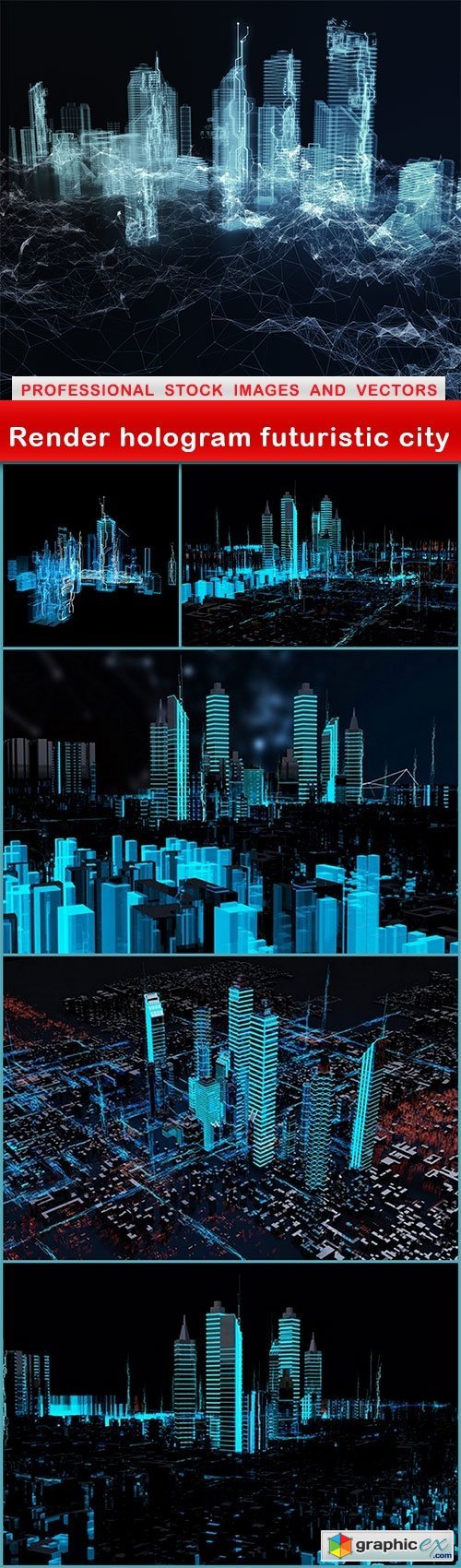 Render hologram futuristic city - 6 UHQ JPEG