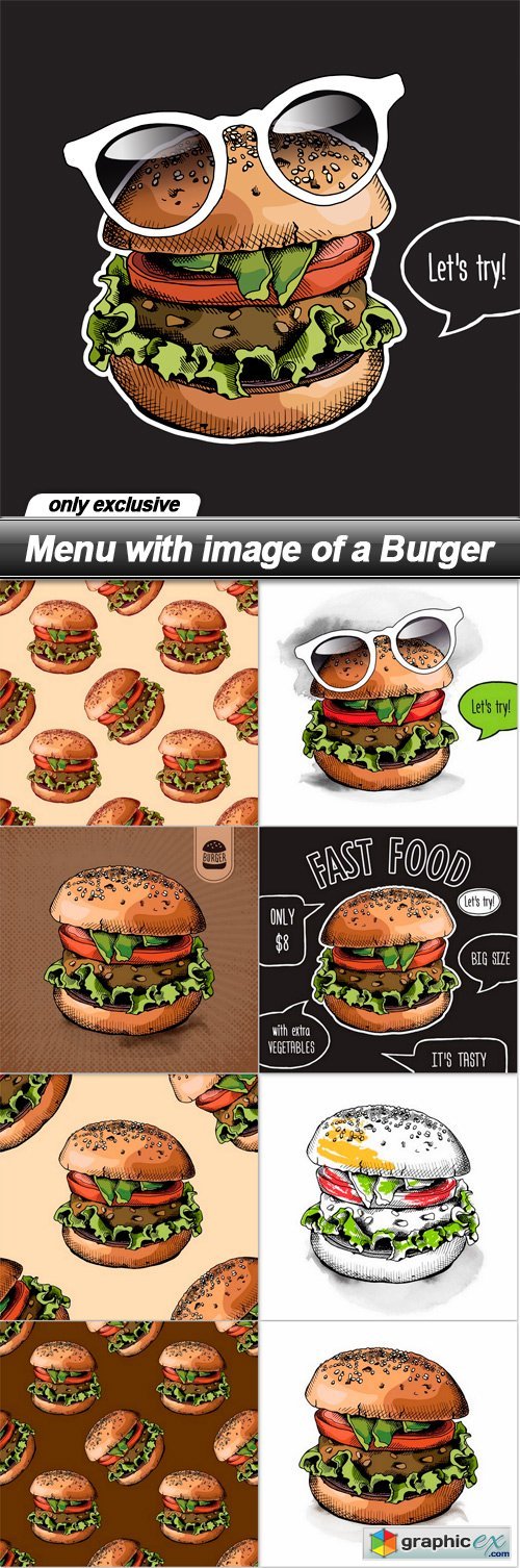 Menu with image of a Burger - 9 EPS