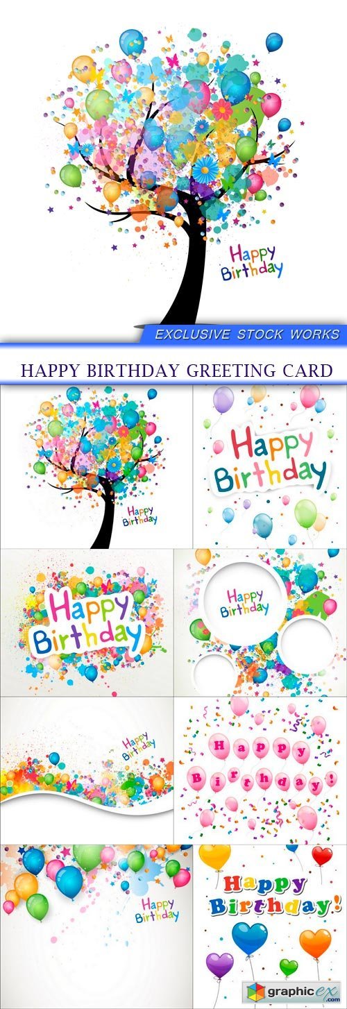 Happy Birthday Greeting Card 8X EPS