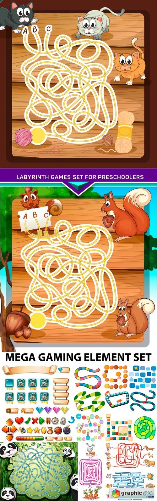 Labyrinth games set for preschoolers 5X EPS