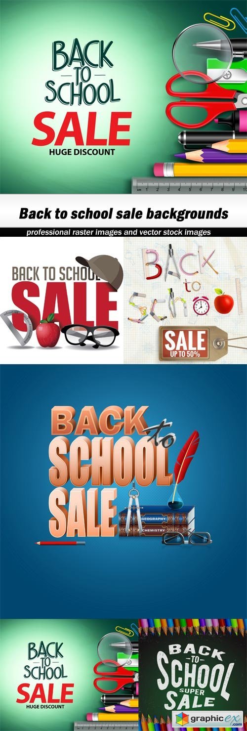 Back to school sale backgrounds - 5 EPS