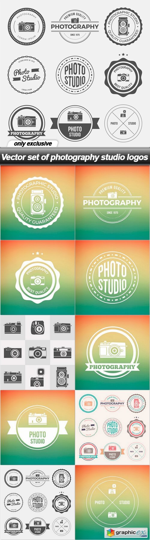 set of photography studio logos - 10 EPS