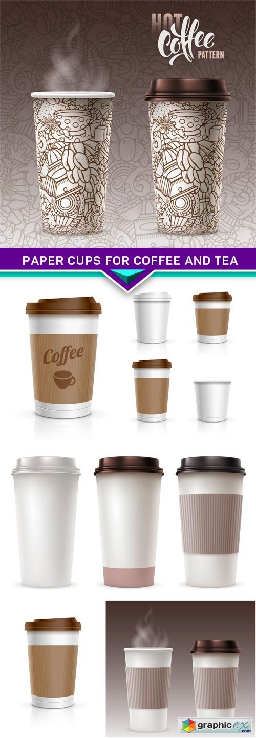 Paper cups for coffee and tea 5X EPS