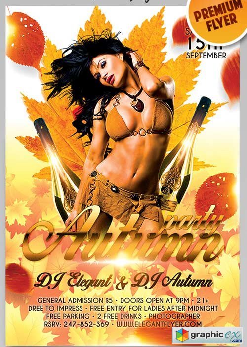 Autumn Party V8 Flyer PSD Template + Facebook Cover