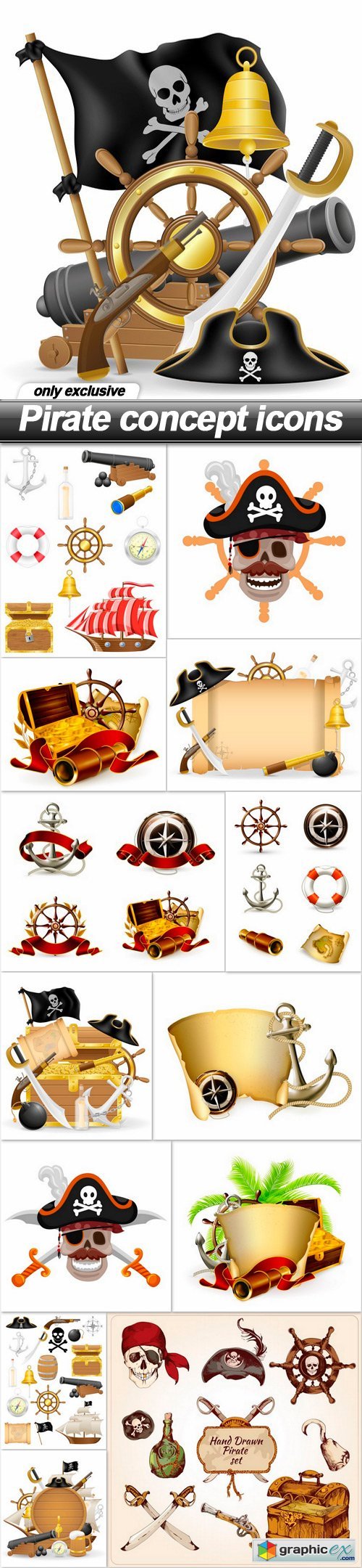 Pirate concept icons - 14 EPS