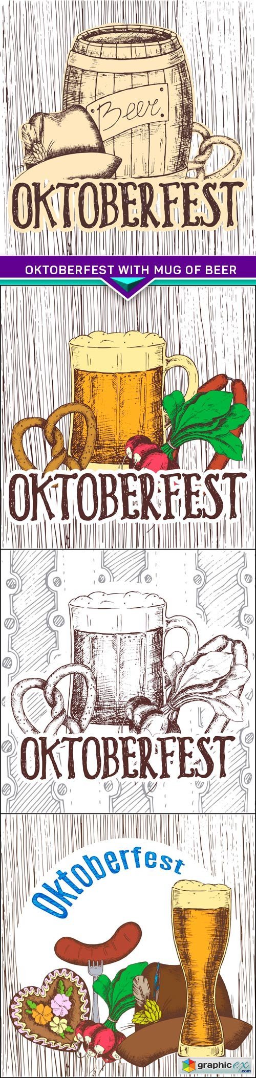 Oktoberfest with mug of beer 4X EPS